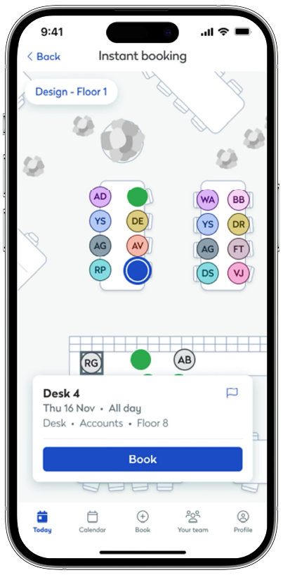 Workplace Experience Agent instant booking on phone