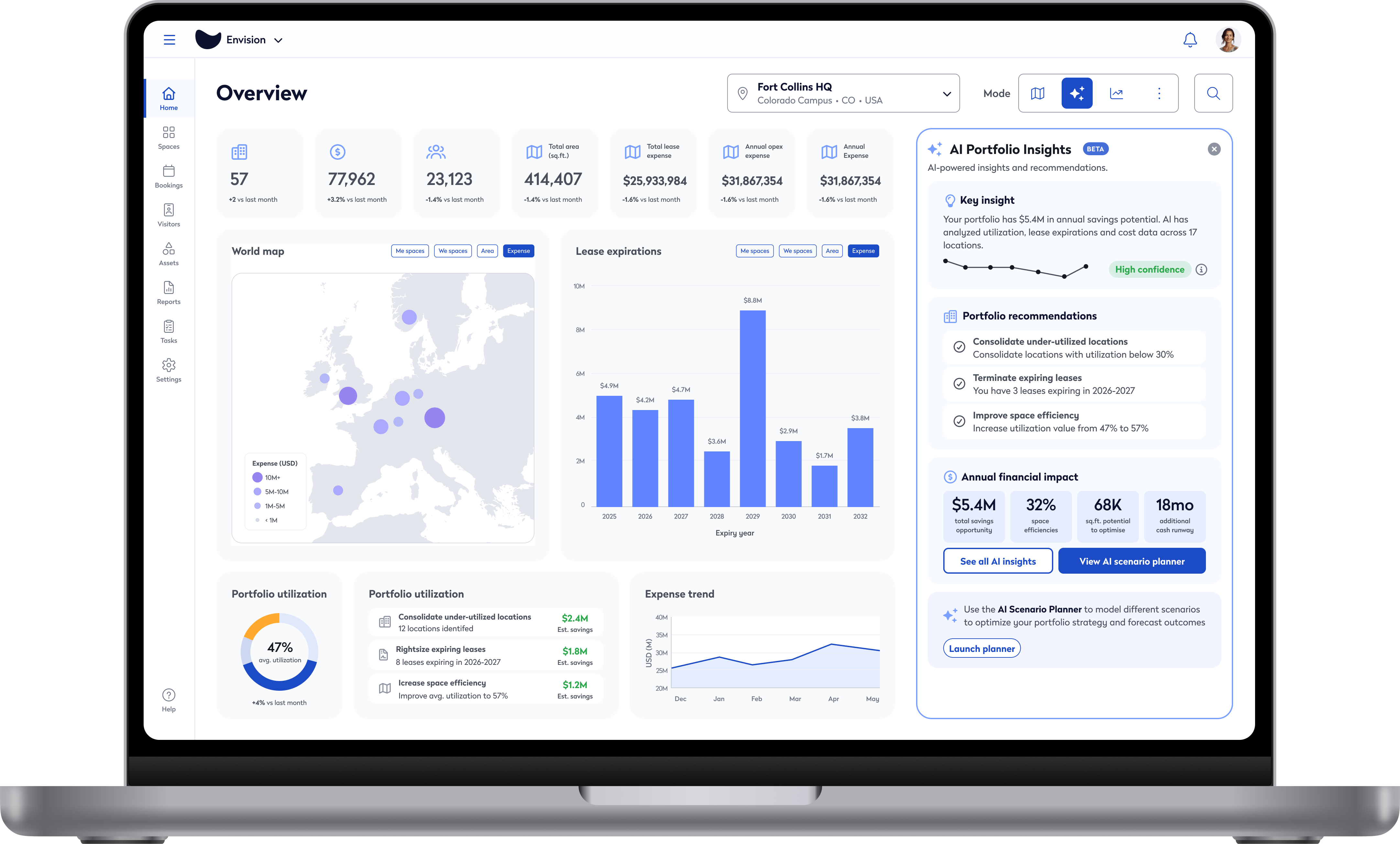 Operations Intelligence Agent dashboard on laptop