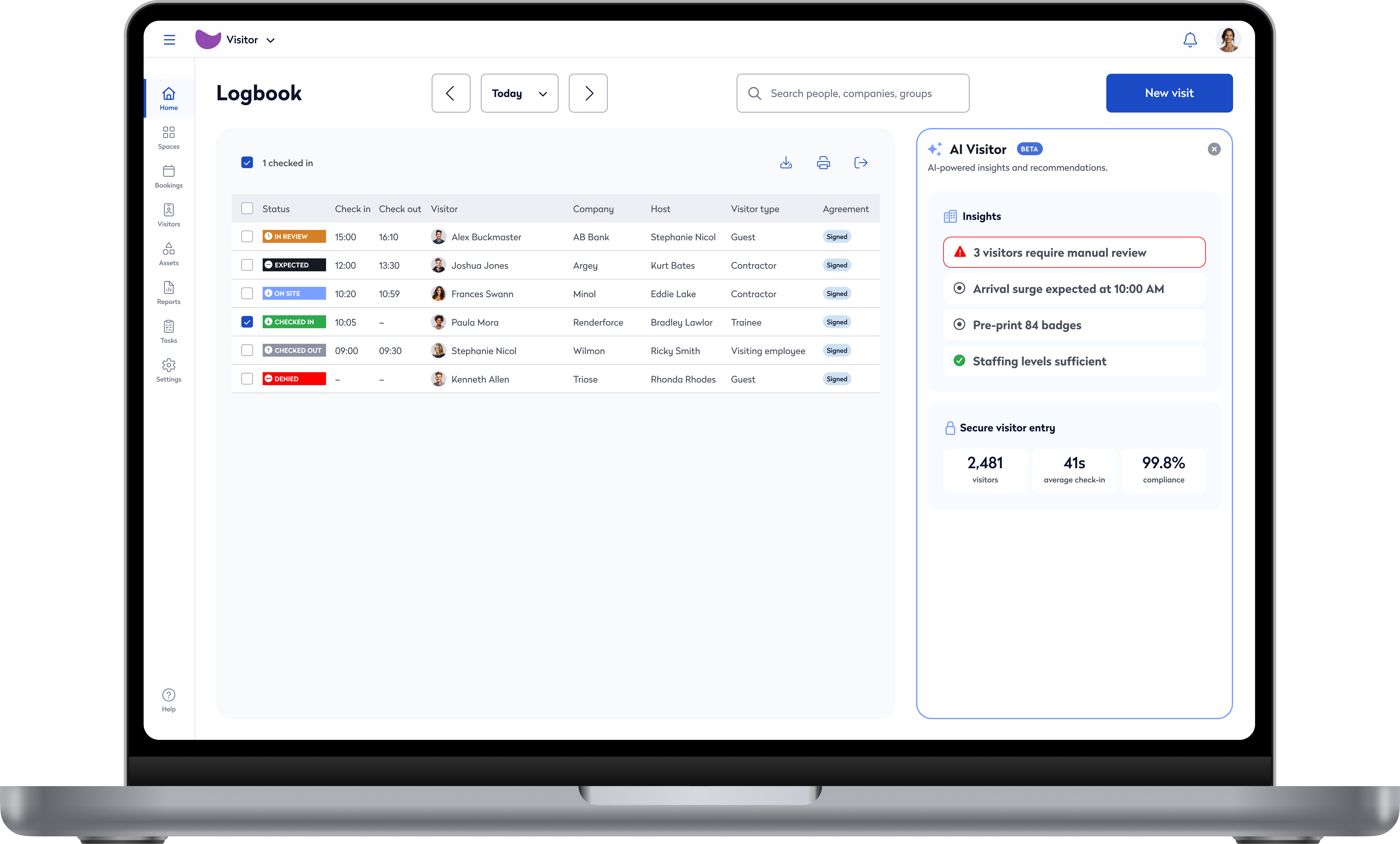 Security Agent dashboard on laptop
