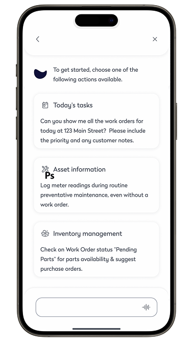 Hands-free maintenance app screen