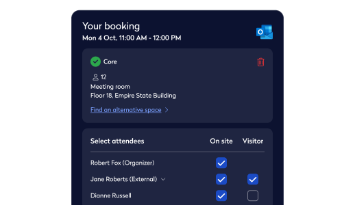 Connected workplace experience — booking widget