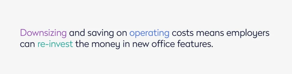 Downsizing and saving on operating costs means employers can re-invest the money in new office features