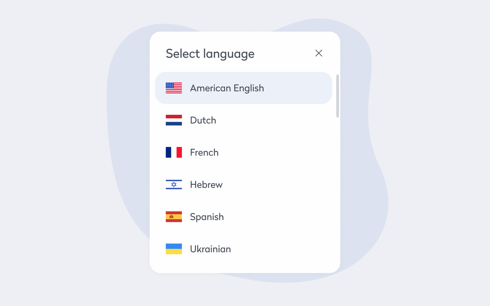 language selection example