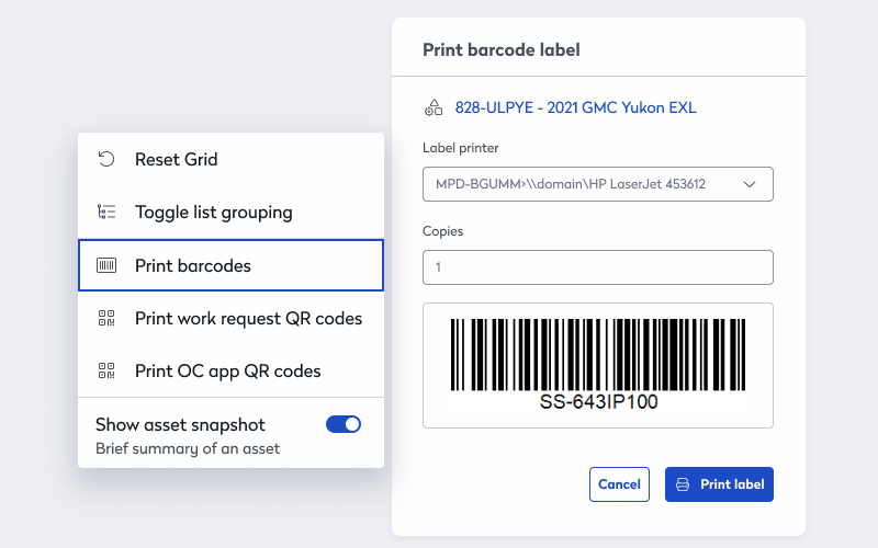 Onsite barcodes 