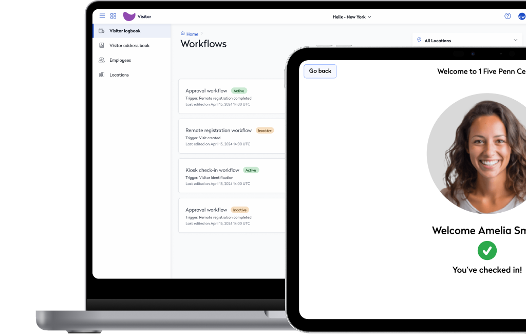 Eptura Visitor app on laptop and tablet